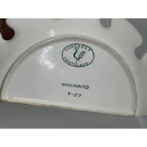 VTG Norcrest Chanticleer Handpainted Rooster Wall-Pocket Tea Cup Spoon Holder - Picture 4 of 7